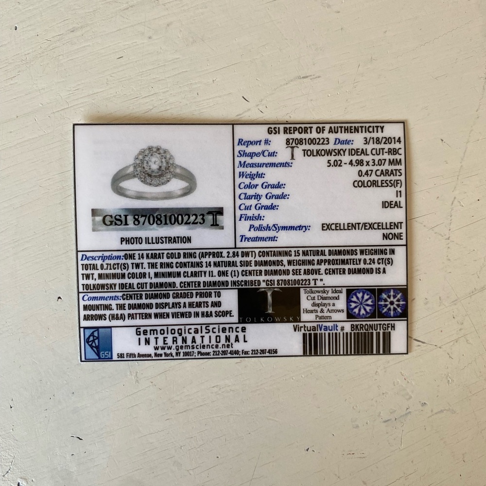 Natural Tolkowsky vintage inspired engagement ring, size 6, 0.71 total cts - Picture 7 of 13